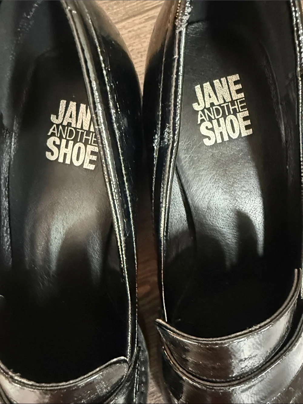 Jane And The Shoe NWOB Leighton Black Patent Chunky Platform Loafer Ladies 7